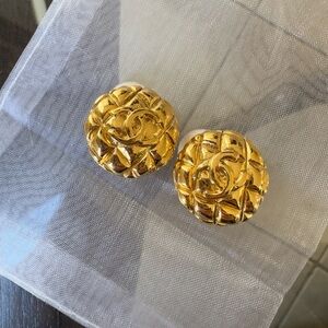 Chanel 24k gold plated matelasse earrings